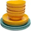 Image de Set de vaisselle 12 pièces en grès jaune et bleu Feast - Serax