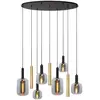 Image de Suspension décorative noire et dorée ? globes en verre 6xE27 + 3xGU10, mod?le JOANET
