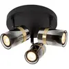 Image de Spot de plafond rond noir et doré avec abat-jours fumés 3xGU10 UPTON Lucide