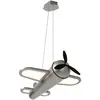 Image de Suspension enfant avion gris LED 28W lumi?re chaude 2500K métal