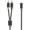 Image de Nedis Câble Audio Double RCA Mâle vers Jack 3.5mm Femelle 0,2m Gris anthracite