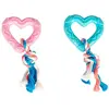 Image de Jouet à mâcher pour chien coeur avec corde en cotton Duvoplus Dogtoy Puppy TPR Rose 14x7,5x3 cm 11427