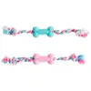 Image de Jouet à mâcher pour chien os avec corde en nylon Duvoplus Dogtoy Puppy TPR Rose 35x4,5x2,5 cm 11428