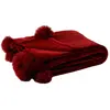 Image de Plaid à Pompons Blanket 130x170cm Rouge