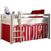 Image de Vipack PINO Lit sureleve en pin massif avec sommier Blanc + Rideau de lit Chucky