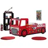 Image de Pack - Lit Enfant & Matelas Camion de Pompier 90x200cm Rouge