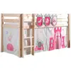 Image de Vipack PINO Lit Compact Pin Massif Naturel + Rideau de lit Princess + 3 Pochettes Princesse