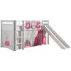 Image de Vipack PINO Lit mezzanine avec toboggan pin massif Blanc + Little princess