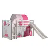 Image de VIPACK PINO Lit Mezzanine + Toboggan + Rideaux 90x200 cm Blanc