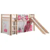 Image de Vipack PINO Lit Compact avec Toboggan + Rideau de lit Princess + 3 pochettes princess