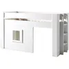 Image de Vipack NOAH Lit mezzanine 90x200cm pin massif laqué Blanc + Set de rideaux