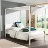 Image de Lit à baldaquin 140x200 cm blanc et voile blanc - PINO