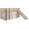 Image de Vipack PINO Lit Compact avec Toboggan Pin Massif Nature + Rideau de lit BIRDY