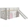 Image de Vipack PINO Lit mezzanine avec toboggan + Rideau de lit Birdy