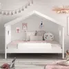 Image de MES Lit cabane avec barrière 90x200 cm - Pin blanc