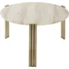 Image de Table basse en acier doré et travertin sable 35 x 60 cm Tribus - AYTM