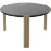 Image de Table basse ronde en acier beige et marbre noir 35 x 60 cm Tribus - AYTM