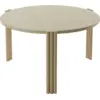 Image de Table basse ronde en acier beige et travertin 45 x 80 cm Tribus - AYTM