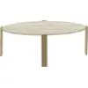 Image de Table basse ovale en acier beige et travertin 92,4 x 47,6 cm Tribus - AYTM