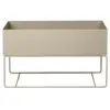Image de Jardinière avec pieds bas en métal beige Plant Box - Ferm Living