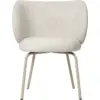 Image de Chaise en tissu bouclé blanc sur pieds beiges 69 x 69 cm Rico - Ferm Living