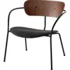 Image de Fauteuil en noyer laqué et tissu gris AV6 Pavilion - &tradition