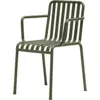 Image de Chaise de jardin avec accoudoir en métal olive Palissade - HAY