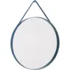 Image de Miroir rond en acier bleu 70 cm Strap - Hay
