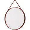 Image de Miroir rond en acier rouge 70 cm Strap - Hay