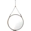 Image de Miroir rond en cuir marron et laiton 58 cm Adnet - Gubi