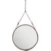 Image de Miroir rond en cuir marron et laiton 70 cm Adnet - Gubi