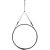 Image de Miroir rond en cuir noir et laiton 70 cm Adnet - Gubi