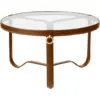 Image de Table basse circulaire cuir marron 70 cm Adnet - Gubi