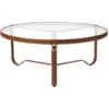 Image de Table basse circulaire cuir marron 100 cm Adnet - Gubi