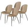 Image de 4 chaises en plastique beige et acier noir mat 55x56x87cm Beetle - Gubi