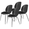 Image de 4 chaises en plastique beige et acier noir mat 55x56x87cm Beetle - Gubi