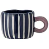 Image de Tasse en grès bleu rayé et rose 6,5x5,5cm Nini - Bloomingville