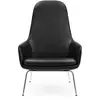 Image de Fauteuil haut avec pieds en chrome et assise en cuir noir Era - Normann Copenhagen