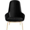 Image de Fauteuil haut avec pieds en chêne et assise en cuir noir Era - Normann Copenhagen