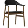 Image de Chaise avec accoudoirs en chêne teinté et cuir noir Herit Spectrum Leather noir - Normann Copenhagen