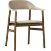Image de Chaise avec accoudoirs en chêne teinté et cuir sable Herit Spectrum Leather Sand - Normann Copenhagen