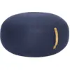 Image de Pouf galet en laine bleu avec poignée en cuir - Hübsch
