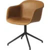 Image de Fauteuil cognac piétement pivot et assise cuir Fiber - Muuto