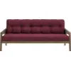 Image de Canapé-lit en bois de pin laqué marron foncé et tissu bordeaux 204 x 130 cm Grab - Karup Design