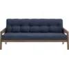 Image de Canapé-lit en bois de pin laqué marron foncé et tissu bleu marine 204 x 130 cm Grab - Karup Design