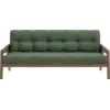 Image de Canapé-lit en bois de pin laqué marron foncé et tissu vert olive 204 x 130 cm Grab - Karup Design
