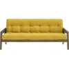 Image de Canapé-lit en bois de pin laqué marron foncé et velours jaune miel 204 x 130 cm Grab - Karup Design