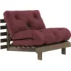 Image de Canapé-lit en pin carob brown et tissu bordeaux 90 x 200 cm Roots - Karup Design