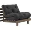 Image de Canapé-lit en pin carob brown et tissu gris foncé 90 x 200 cm Roots - Karup Design