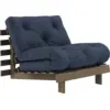 Image de Canapé-lit en pin carob brown et tissu navy 90 x 200 cm Roots - Karup Design
